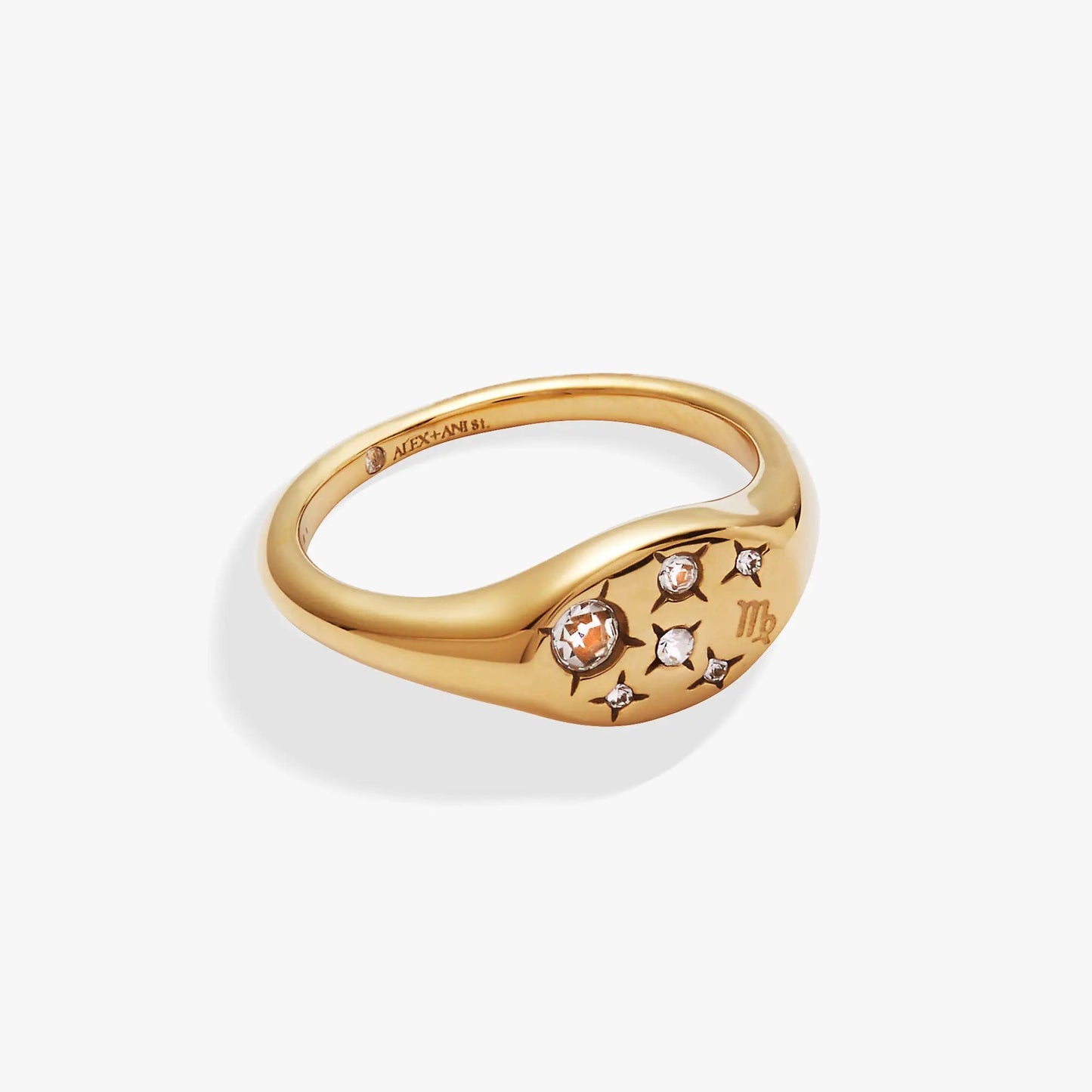 Virgo Zodiac Ring gold-tone with engraved Virgo glyphs and crystal accents by ALEX AND ANI on Tampa Home & Garden Store