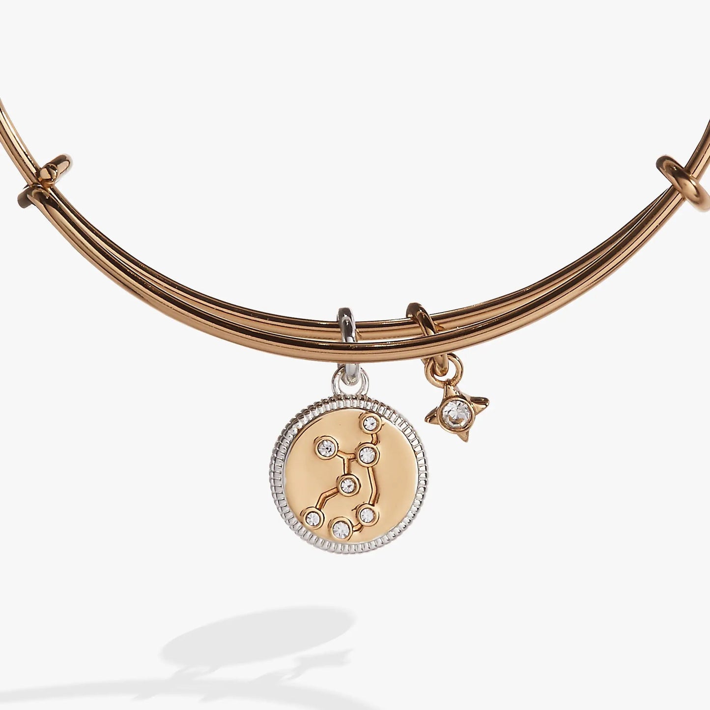 Virgo Zodiac Charm Bangle by ALEX AND ANI in rose gold with crystal pendant on Tampa Home & Garden Store