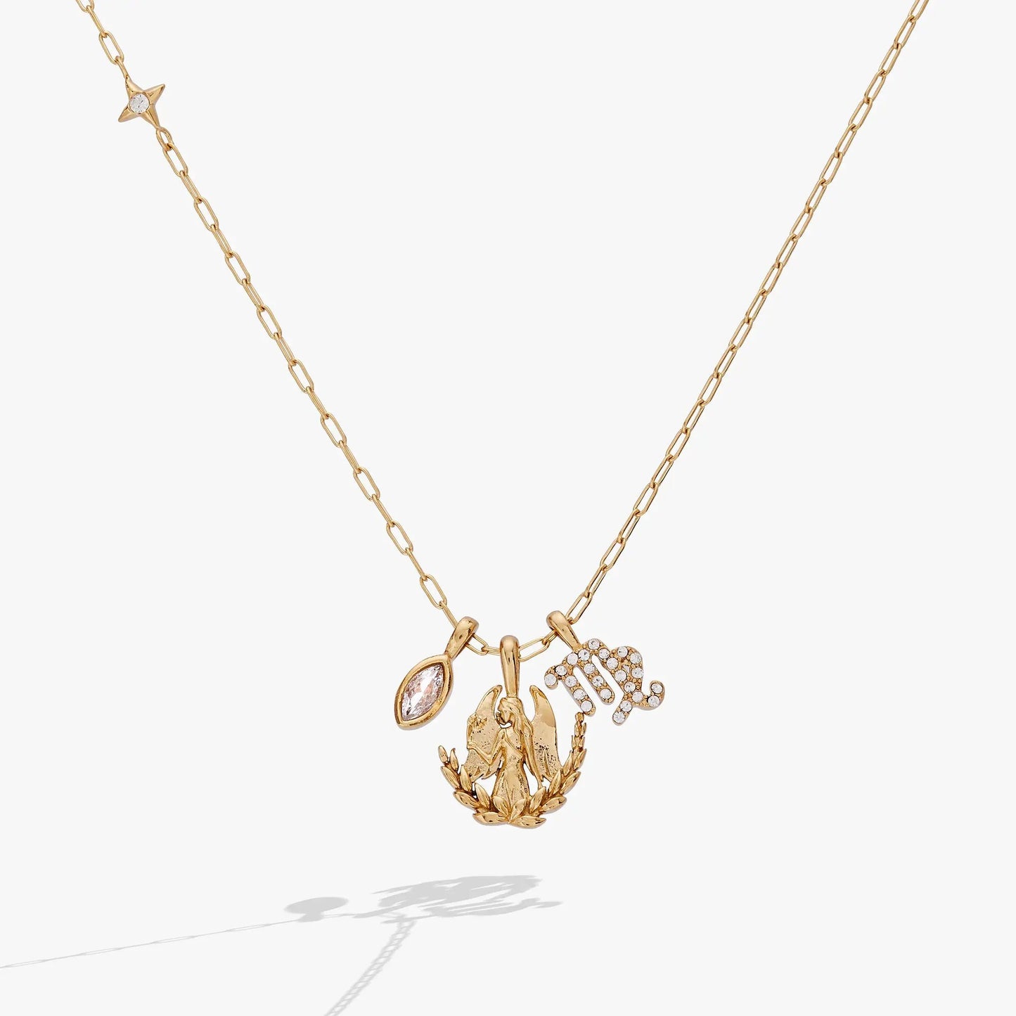 Virgo Zodiac Charm Cluster Necklace gold tone with star crystal charm by ALEX AND ANI on Tampa Home & Garden Store