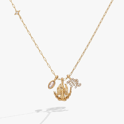 Virgo Zodiac Charm Cluster Necklace gold tone with star crystal charm by ALEX AND ANI on Tampa Home & Garden Store