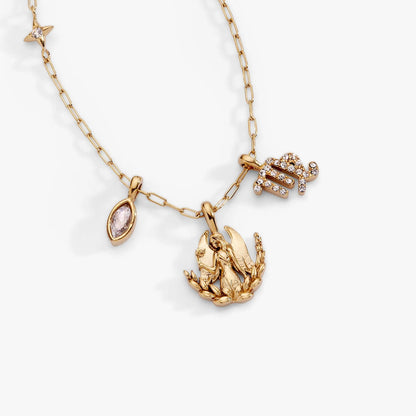 Virgo Zodiac Charm Cluster Necklace by ALEX AND ANI, gold-tone chain with crystal star charm on Tampa Home & Garden Store