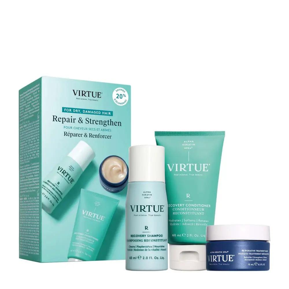 Virtue Recovery Discovery Kit turquoise hair care set with shampoo and conditioner on Tampa Home & Garden Store