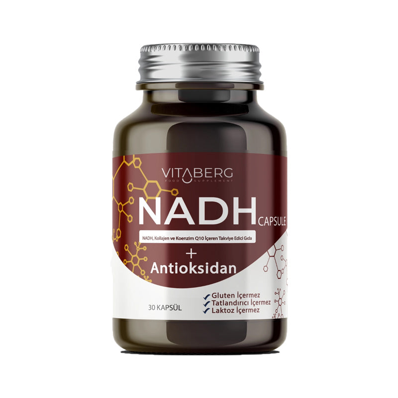 Vitaberg NADH antioxidant supplement brown bottle with CoQ10 & resveratrol, 30 capsules on Tampa Home & Garden Store