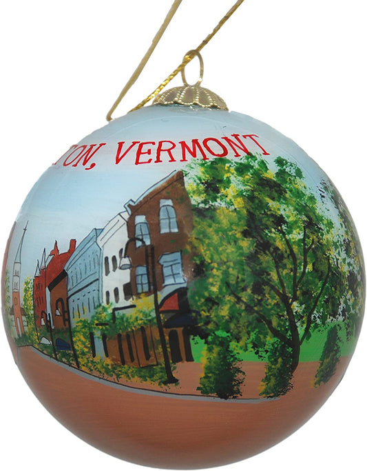 Adorno de globo de vidrio pintado a mano - Burlington Church Street Daytime
