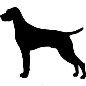 Vizsla garden stake silhouette in black by Rustica Ornamentals, lawn ornament sculpture on Tampa Home & Garden Store
