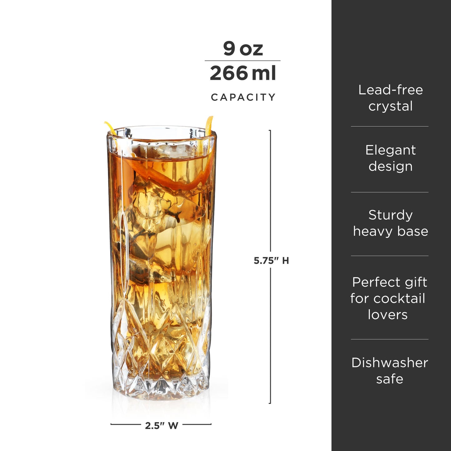 Admiral Highball Glasses Set of 4 Cut Crystal