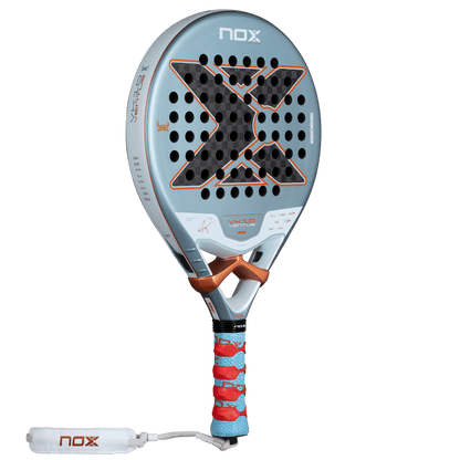 NOX VK Ventus Control 12K padel racket in light blue with orange grip and perforated face on Tampa Home & Garden Store