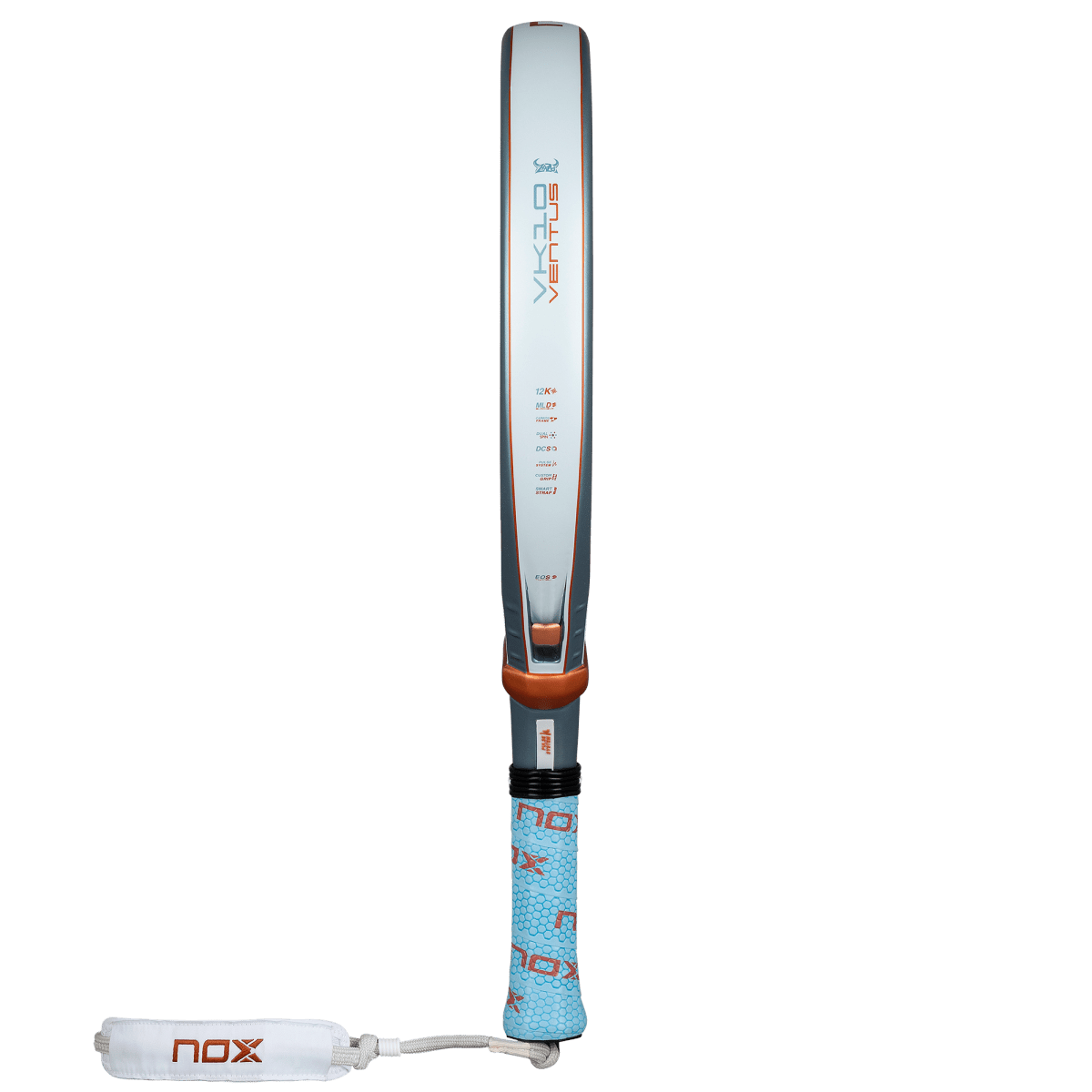 Padel racket NOX VK Ventus Control 12K 2026 by Racket Central, white frame with orange trim on Tampa Home & Garden Store