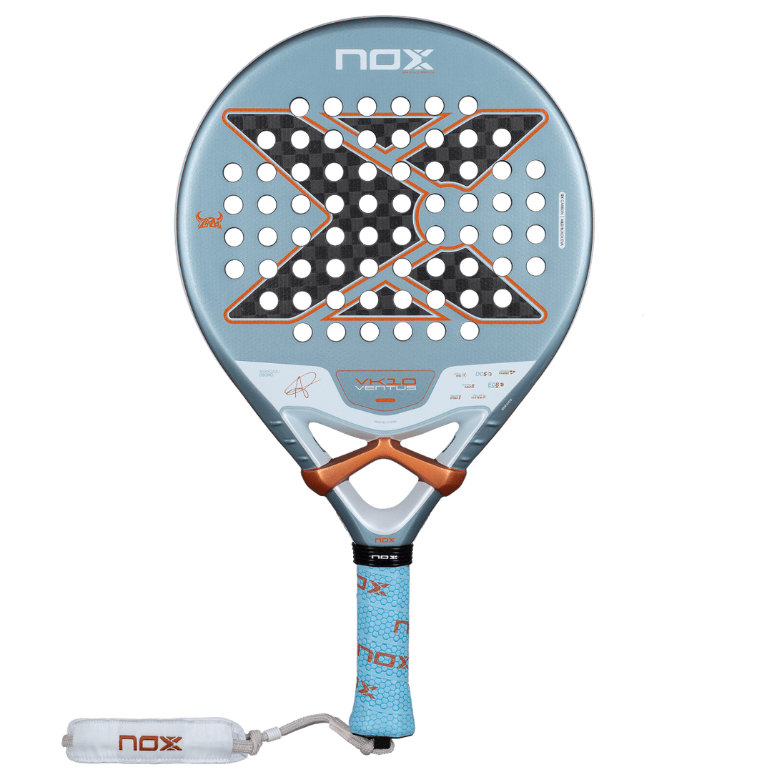 Padel racket NOX VK Ventus Control 12K 2026, blue-teal frame with orange trim on Tampa Home & Garden Store