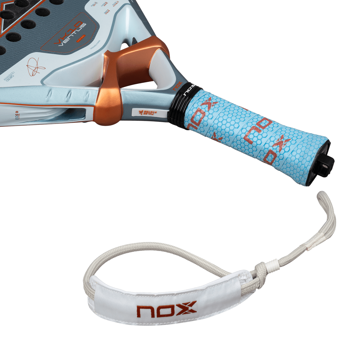 Padel racket NOX VK Ventus Control 12K 2026 with blue grip orange accents strap included on Tampa Home & Garden Store