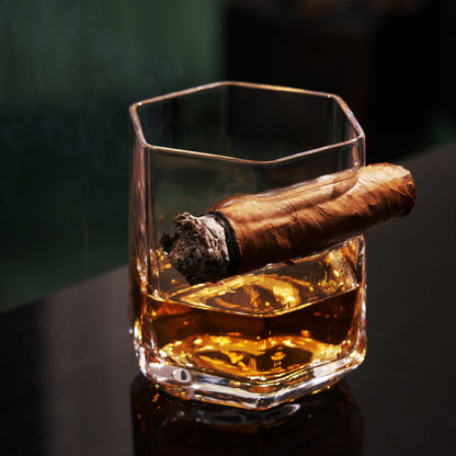 Viski Crystal Cigar and Rocks Tumbler Glass