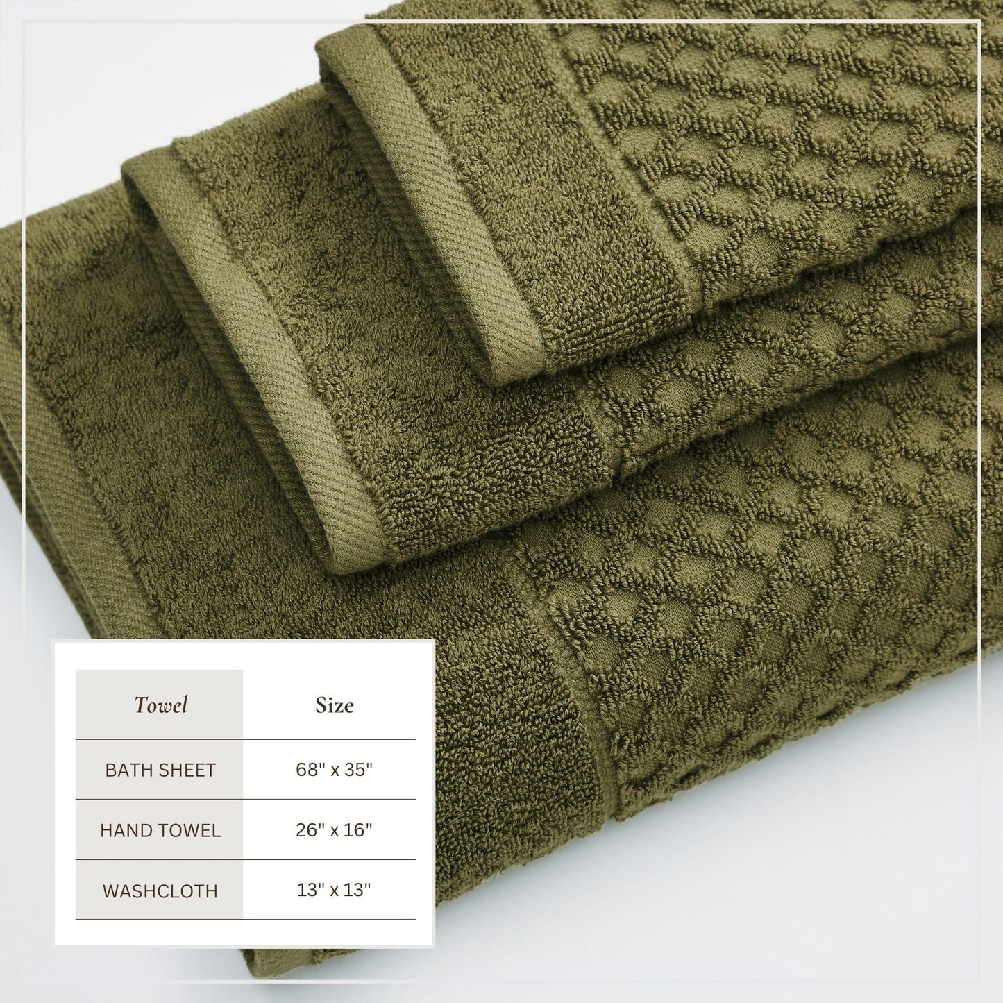 Cotton Diamond Waffle Weave Bath Towel Set