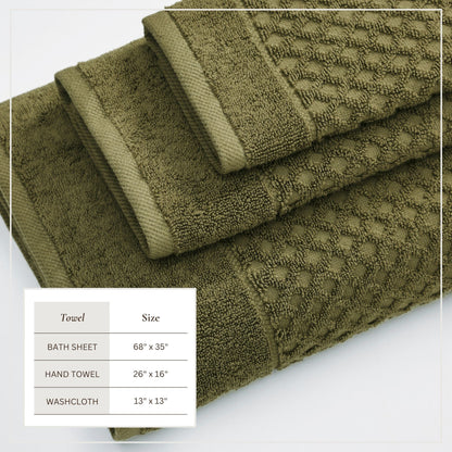 Cotton Diamond Waffle Weave Bath Towel Set