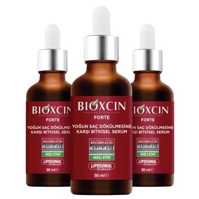 Bioxcin Forte hair serum oil bottles, 3-pack in brown glass with droppers, Beauty Care Bag on Tampa Home & Garden Store