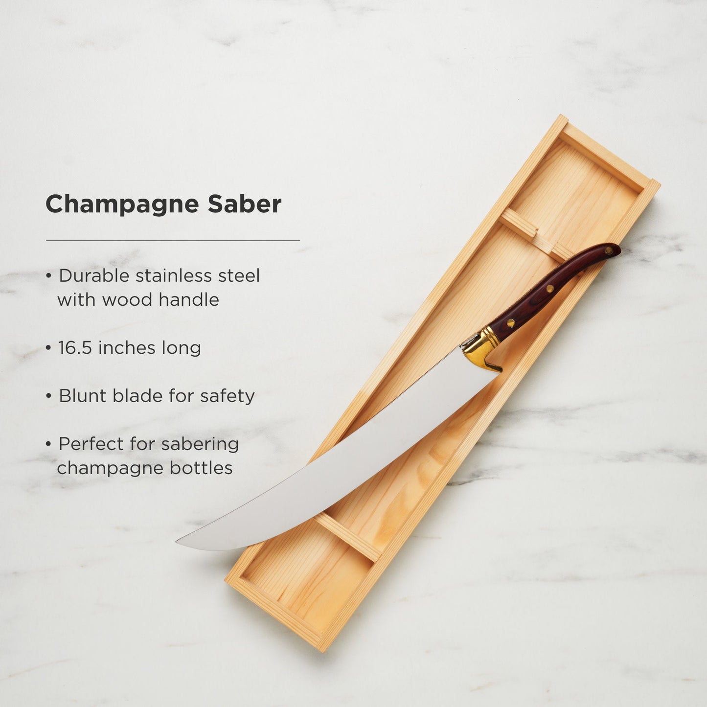 Elegant Champagne Saber and Stainless Steel Blade