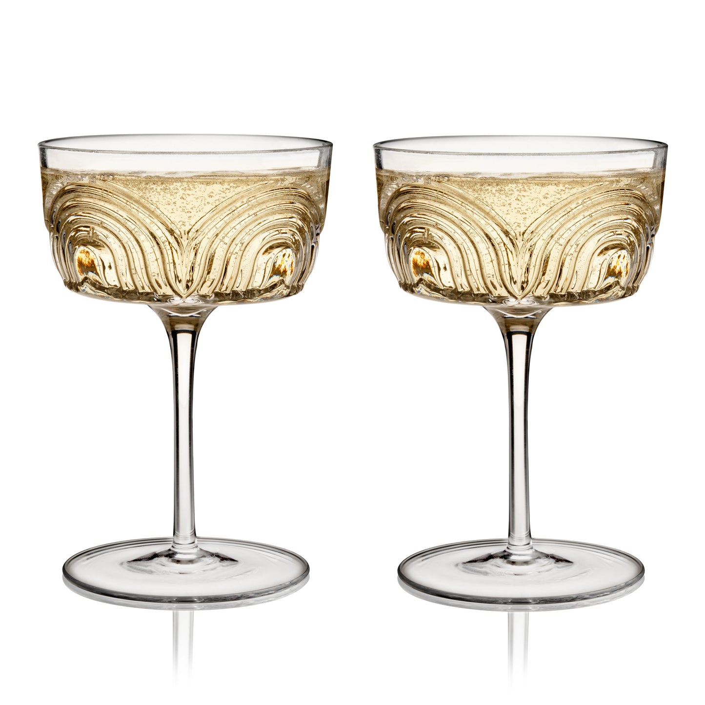 Beau Art Deco Crystal Cocktail Glasses Set of Two