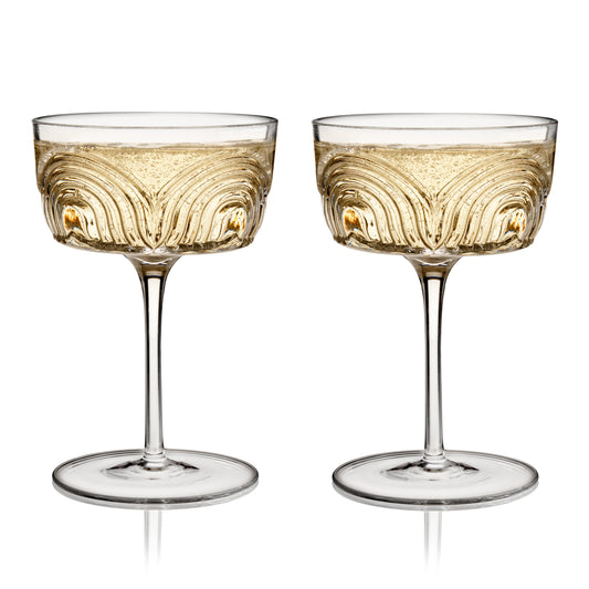 Beau Art Deco Crystal Cocktail Glasses Set of Two
