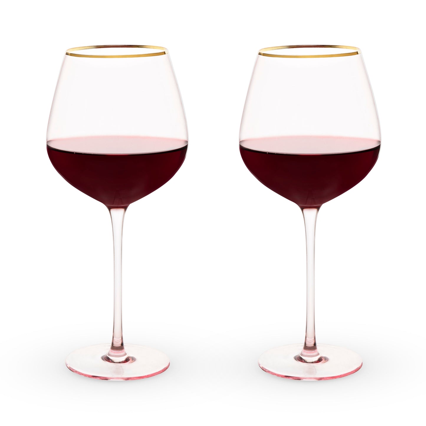 Rose Crystal Wine Glasses And Gold Rim Set