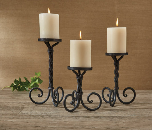 Scroll Pillar Candle Holders