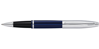 Calais Chrome & Blue Lacquer Rollerball Pen by Cross with blue lacquer body and chrome cap on Tampa Home & Garden Store