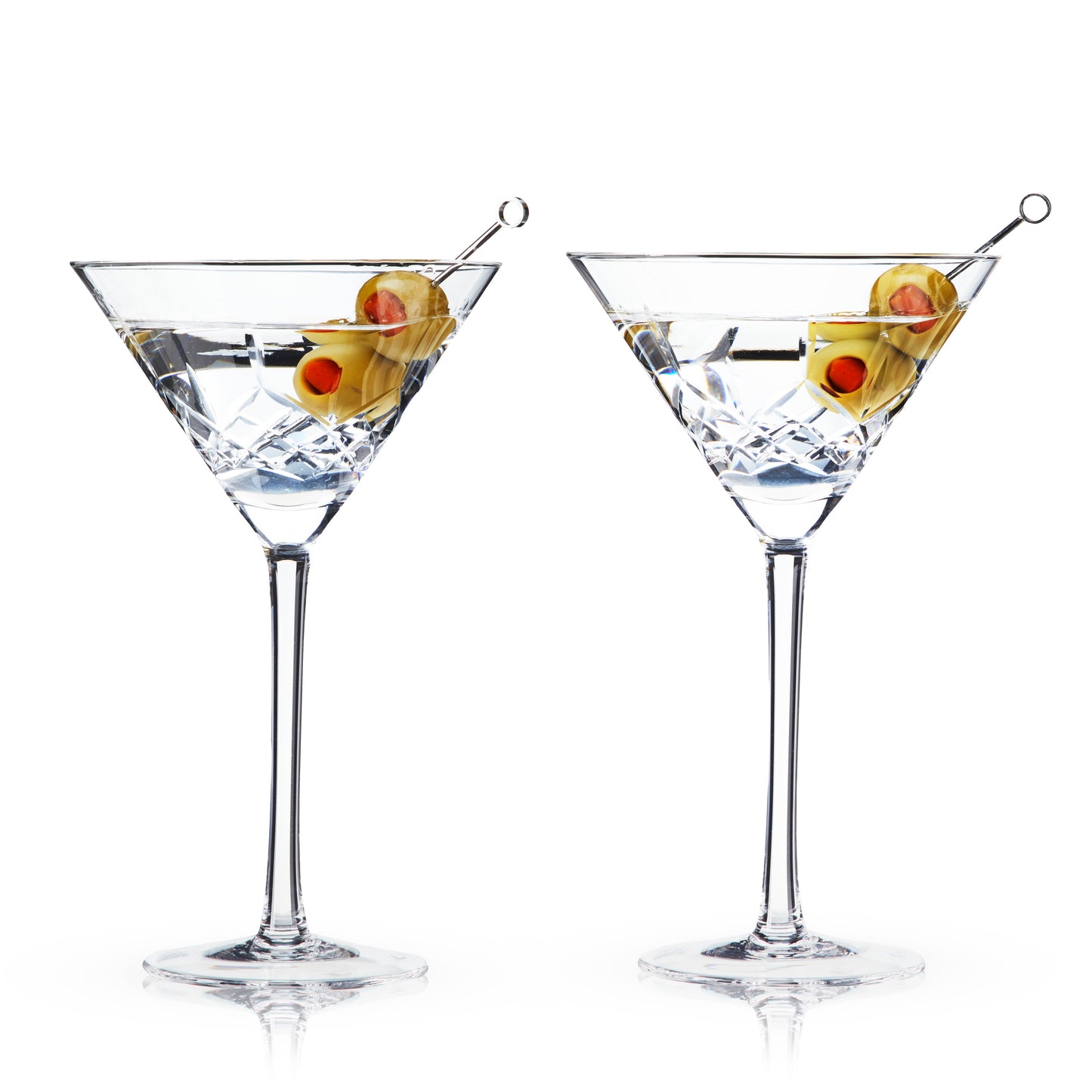 Premium Set of Two Etched Crystal Martini Glasses