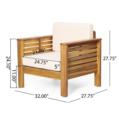 Set of Two Outdoor Acacia Wood Club Chairs