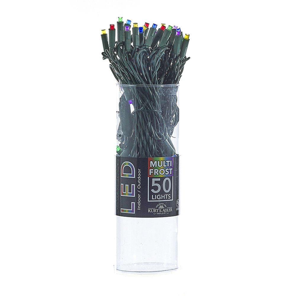 Guirlande lumineuse LED multicolore givrée à 50 ampoules avec fil vert