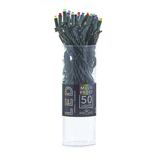 50-Light Multi-Color Frosted LED String Light Set With Green Wire