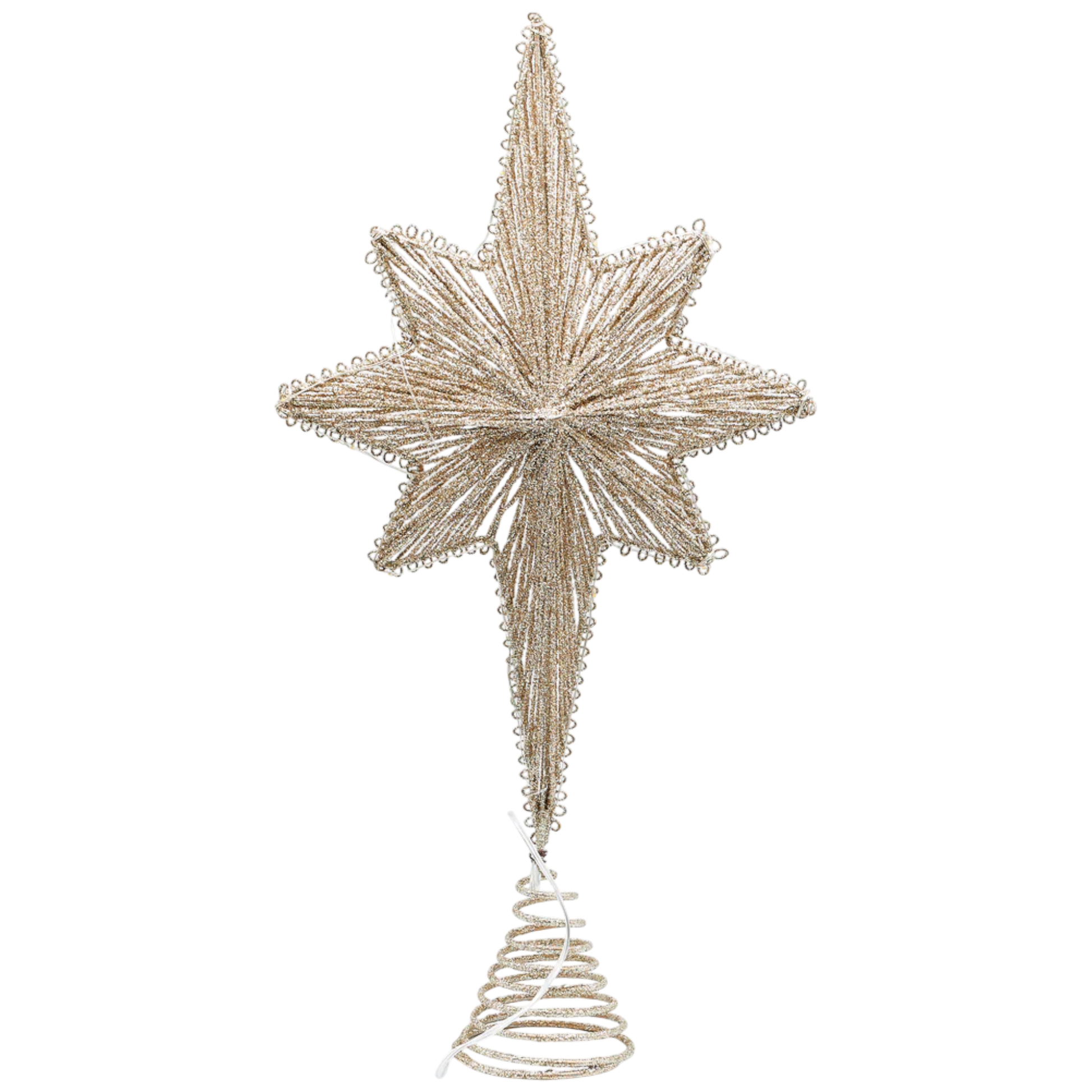 Golden Glow LED Star Tree Topper 16in gold glitter finish by The Country Christmas Loft on Tampa Home & Garden Store