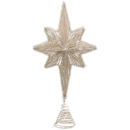 Golden Glow LED Star Tree Topper 16in gold glitter finish by The Country Christmas Loft on Tampa Home & Garden Store