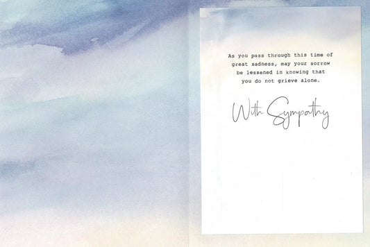 Thoughts and Prayers sympathy card with blue watercolor cover on Tampa Home & Garden Store