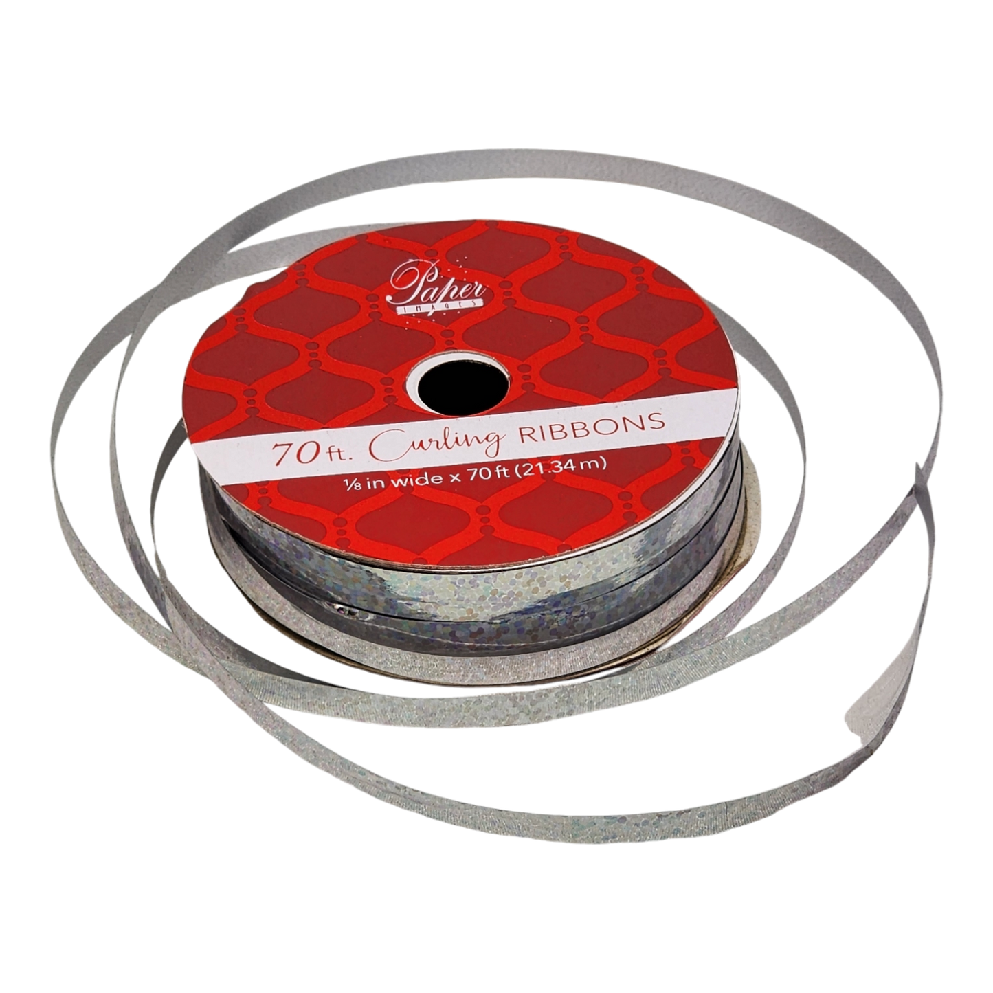 1/8 Inch Curling Ribbon - 70 Feet Long - Silver Sparkle