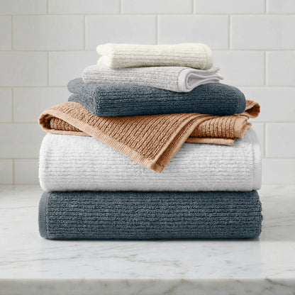 Turkish Cotton Ribbed Bath Towel Set and 6 Pieces