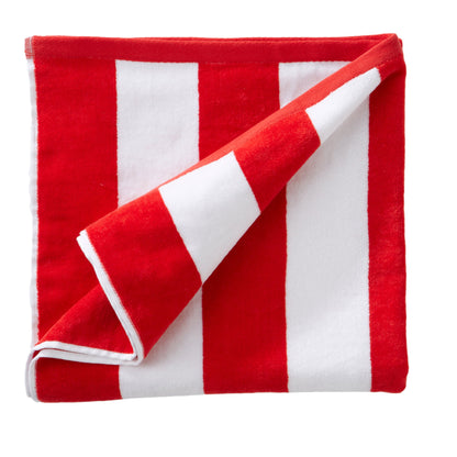 Cotton And Velour Cabana Stripe Beach Towel