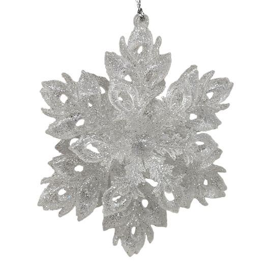 Frosted White Snowflake Ornament - 5 Inch - Tampa Home & Garden Store