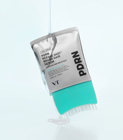 Seoulia VT PDRN Reedle Shot Brush Hair Serum 100ml in a silver pouch with teal cap on Tampa Home & Garden Store
