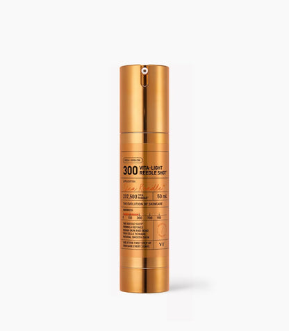 Seoulia VT Vita-Light Reedle Shot 300 facial essence bottle with gold-toned pump, 50 ml on Tampa Home & Garden Store