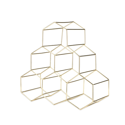Geometric Gold Countertop Wine Rack and Decor