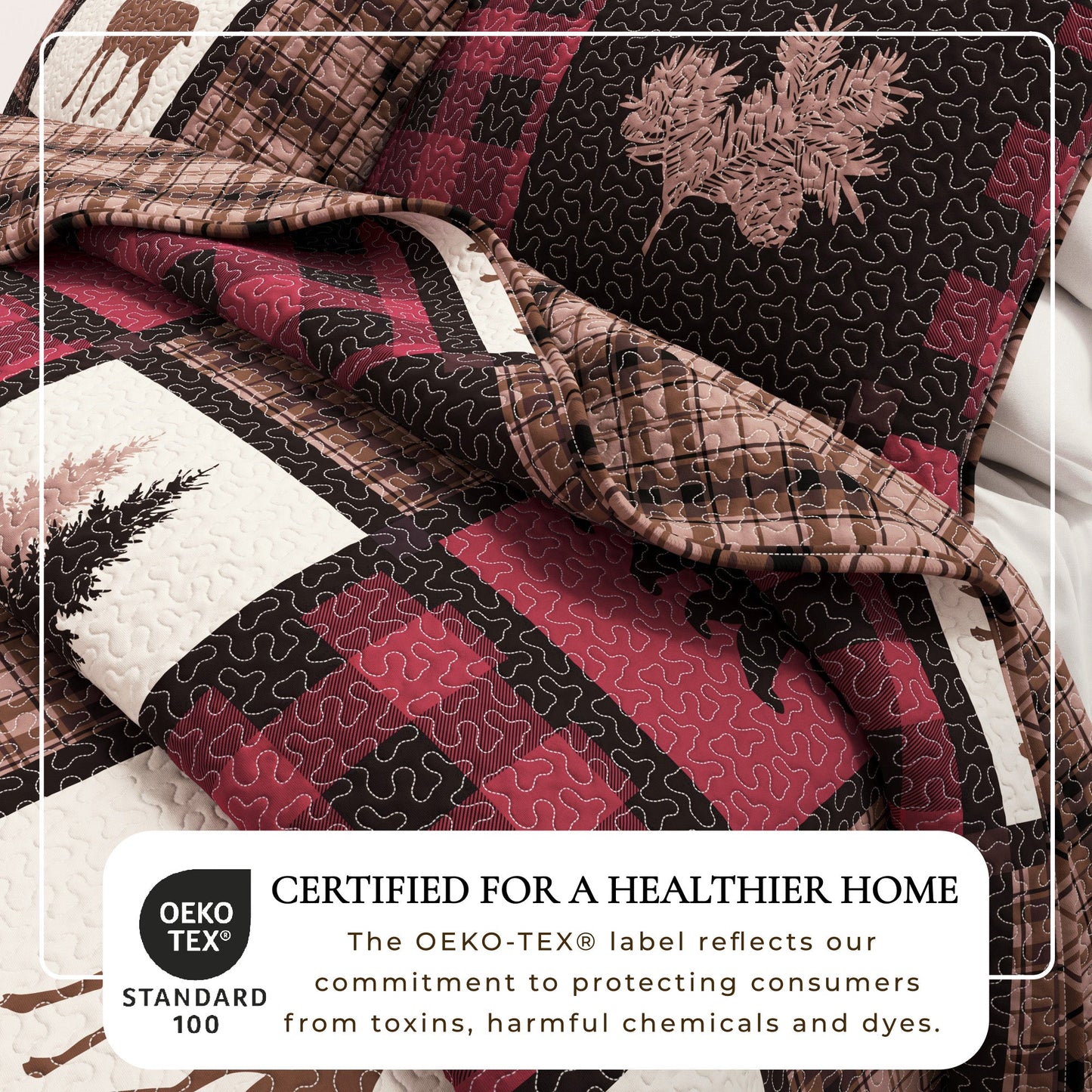 Plaid Lodge Quilt Set and Reversible Bear Design