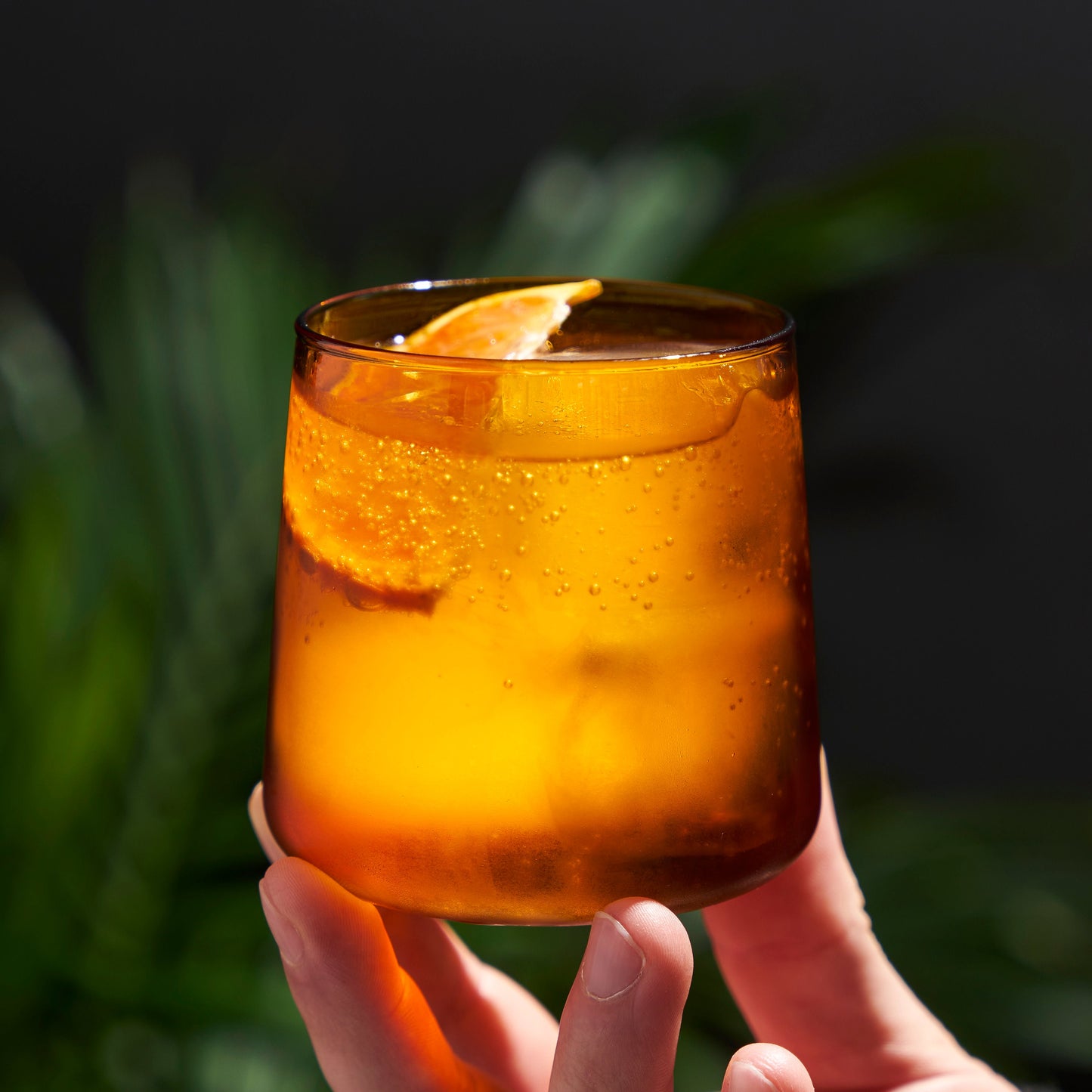Amber Glass Cocktail Tumblers And Wine Glasses