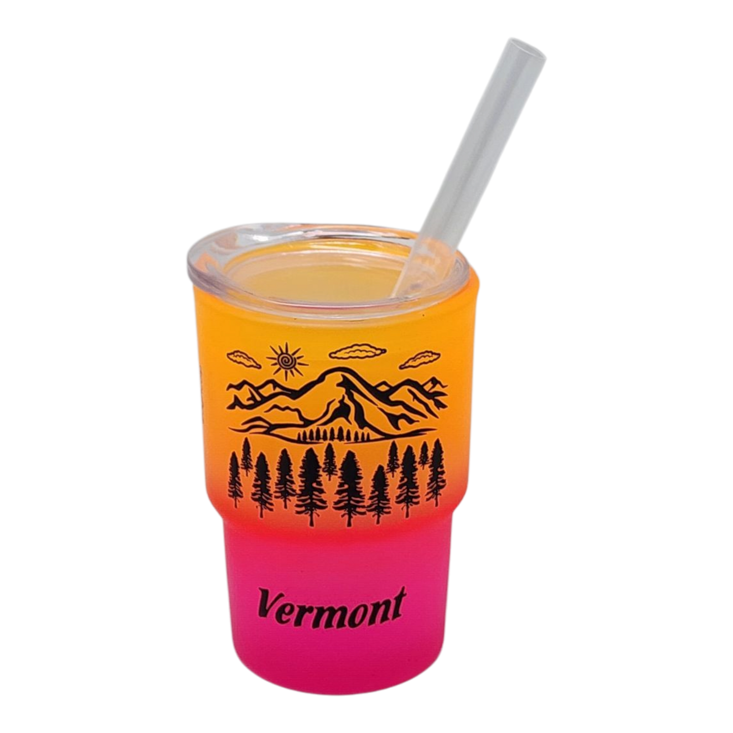 Chupito de vidrio de 2 oz de las Montañas Verdes de Vermont - Mañana refrescante