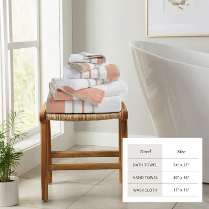Soft Cotton Bath Towel Set and Stripe Detail