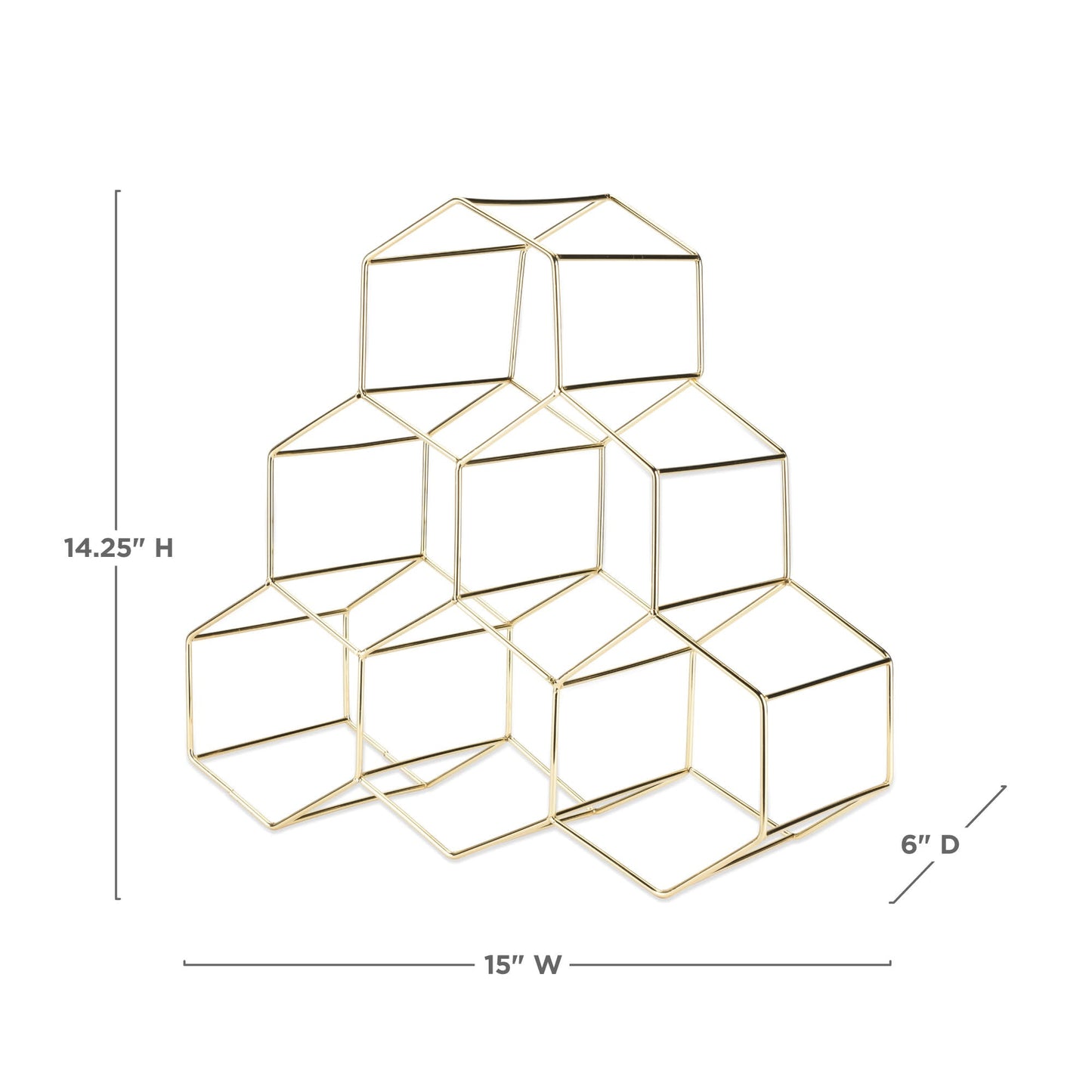 Geometric Gold Countertop Wine Rack and Decor