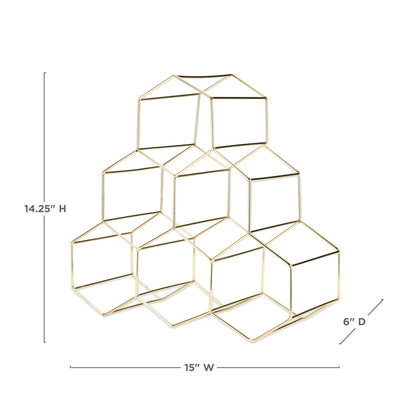 Geometric Gold Countertop Wine Rack and Decor