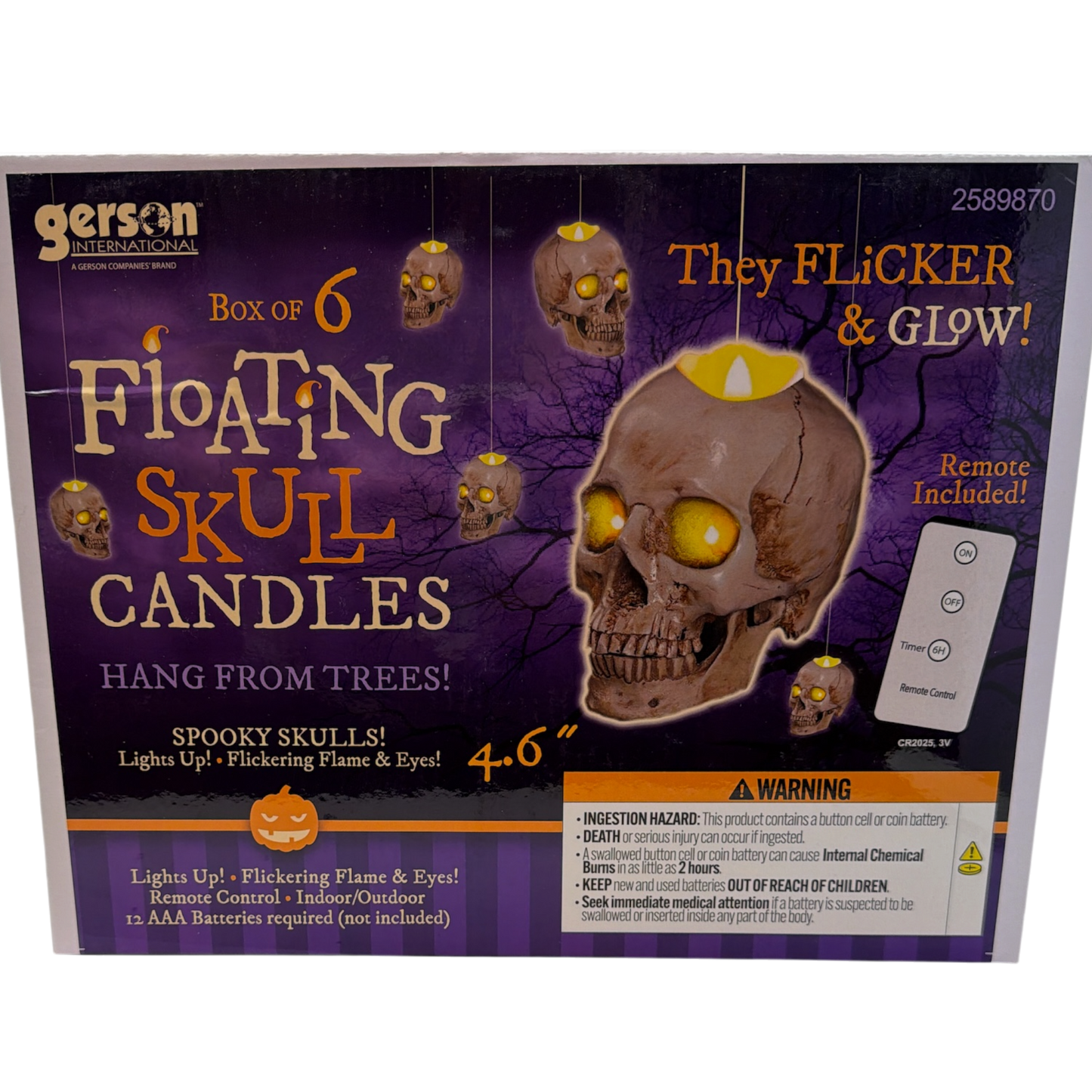 Lighted Hanging Skulls set of 6 decorative Halloween ornaments by The Country Christmas Loft on Tampa Home & Garden Store