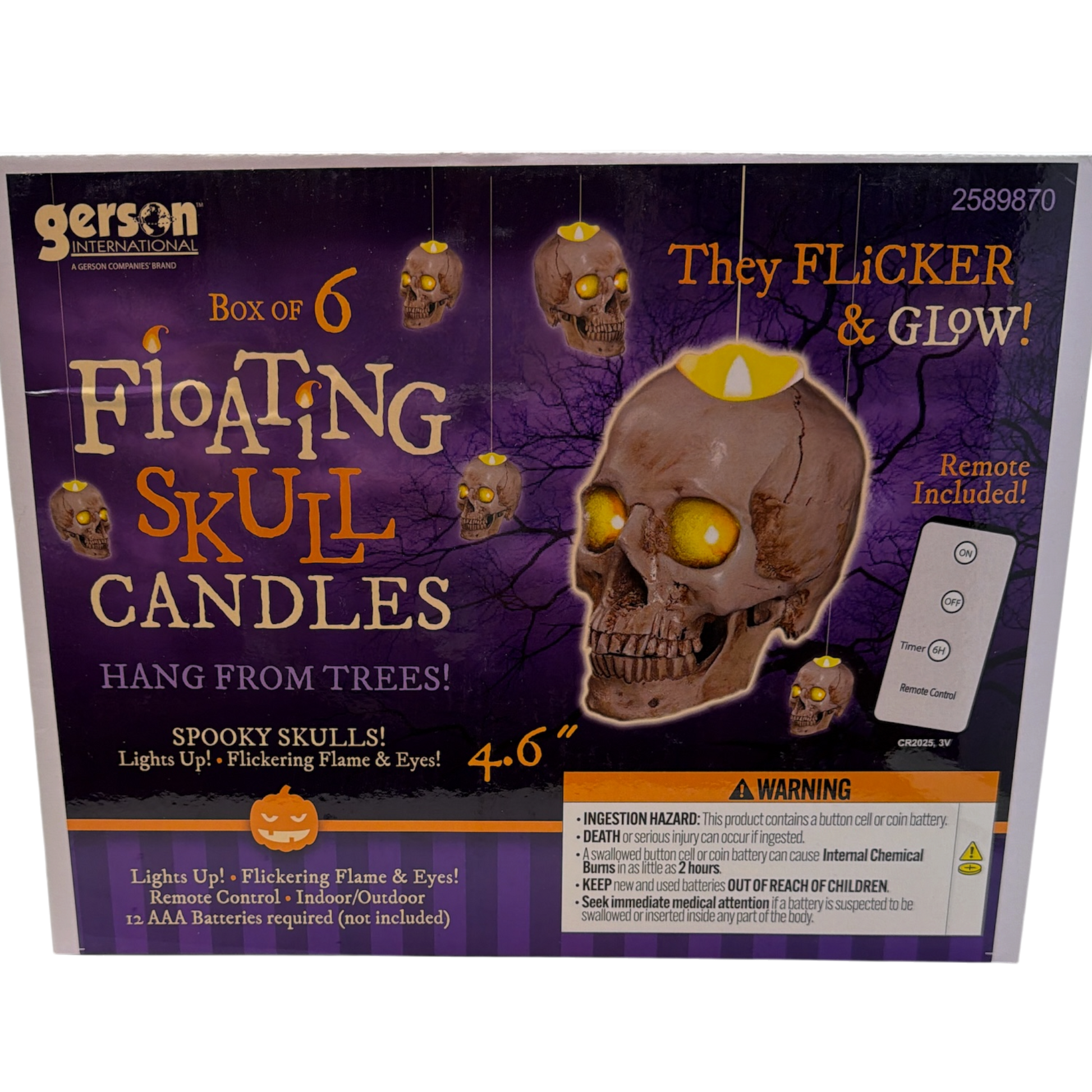 Lighted Hanging Skulls set of 6 decorative Halloween ornaments by The Country Christmas Loft on Tampa Home & Garden Store