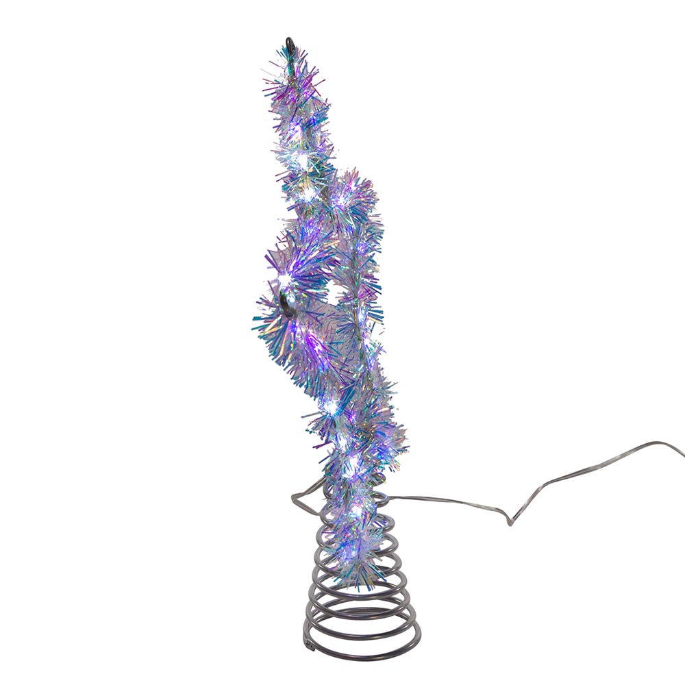 Étoile de sapin en guirlande argentée à LED blanc froid - 30 cm