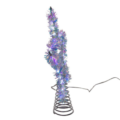 Étoile de sapin en guirlande argentée à LED blanc froid - 30 cm