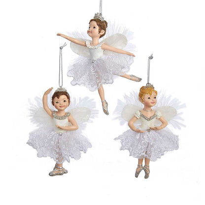 White and silver ballerina ornament set of 3 with lace tutus by The Country Christmas Loft on Tampa Home & Garden Store