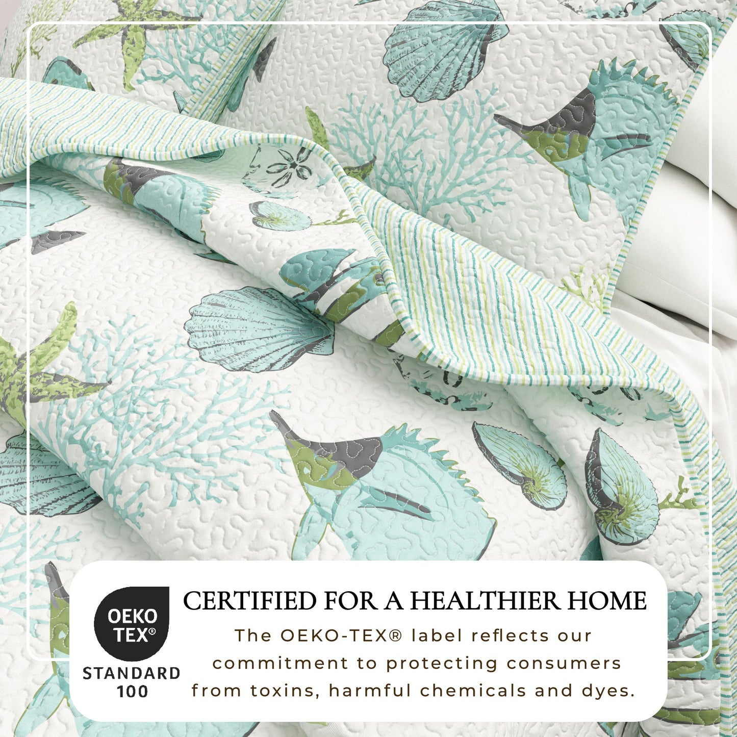 Relaxing Beach Quilt Set For Year Round Bed